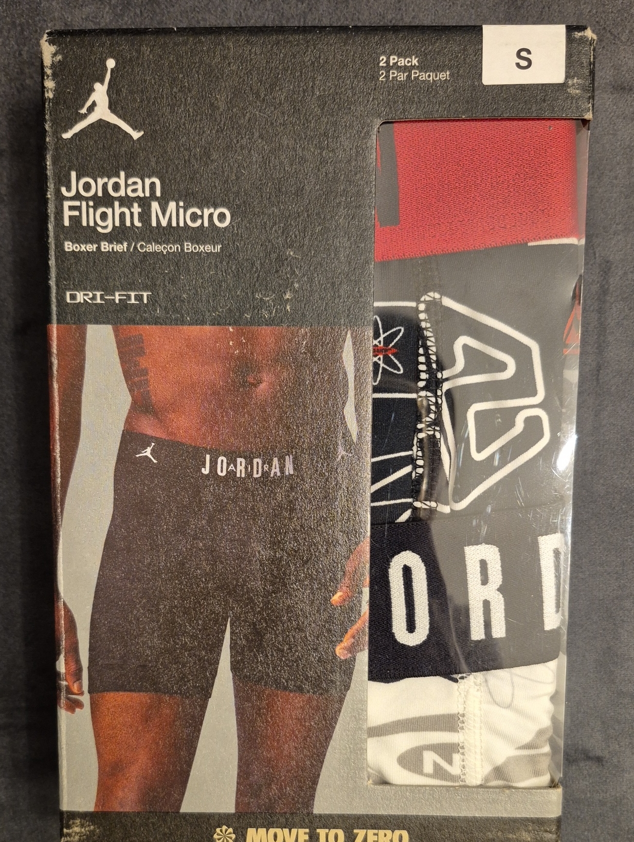 Jordan Flight Micro Men's Boxer Briefs - Black/Red - Dri-Fit (2 Pack) Size S